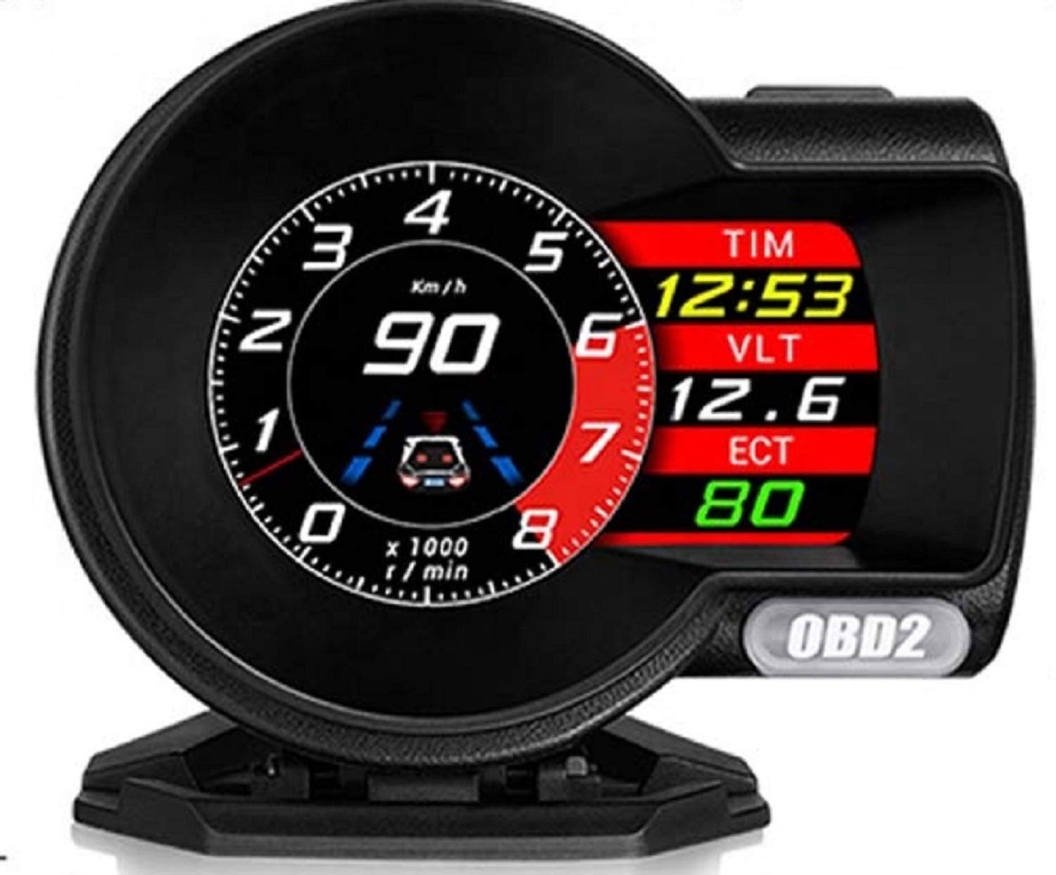 Lion Power Performance Universal Head Up Display (HUD) with Digital Multi Function and Multi Alarm Setting Include Brake Test and More, Made in USA