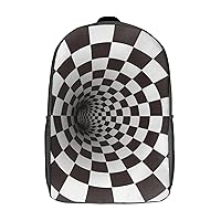 Black and White Spiral Tunnel Casual Backpack Fashion Shoulder Bags Adjustable Daypack for Work Travel Study