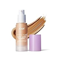 JOAH Crystal Glow Peptide-Infused Foundation, 2-in-1 Multitasking Korean Makeup with Blurring Face Primer, Luminizer, Hydration & Skin Defense for a Flawless Finish, 1.01 Oz, Light Medium Warm