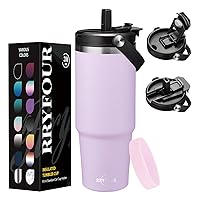 30 oz Tumbler with Straw & Flip Lid - Leak-Proof Keep Cold 36H & Hot 12H, Travel Coffee Tumbler Insulated Travel Mugs 30oz, Stainless Steel Water Bottle Metal Cup for Woman Girlfriend