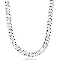 Jewelry Affairs Sterling Silver Rhodium Plated Curb Chain Necklace, 13.5mm, 24