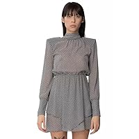 Chic Checkerboard Short Dress with Shoulder Women's Pads