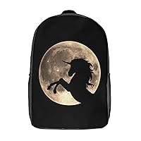 Unicorn with Full Moon 17 Inches Unisex Laptop Backpack Lightweight Shoulder Bag Travel Daypack