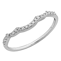 Dazzlingrock Collection Round White Diamond Contour Wedding Band for Women (0.12 ctw. Color I-J, Clarity I1-I3) in Gold