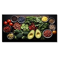 ESyem Posters Fruit Healthy Food Wall Art Colorful Food Posters 2 Canvas Painting Posters And Prints Wall Art Pictures for Living Room Bedroom Decor 24x48inch(60x120cm) Frame-style