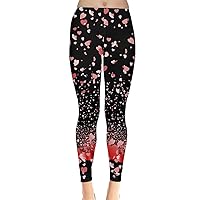CowCow Womes Stretchy Tights Red Happy Valentines Day Heart Love Couple Sweet Leggings, XS-5XL