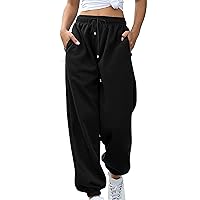 Sweatpants for Teen Girls Baggy High Waisted Cinch Bottom Sweatpants Yoga Workout Joggers Cute Sweats Pants with Pockets