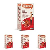 Tolerant Organic Red Lentil Rotini Pasta (8 oz) - Free from Allergens - Gluten Free, Vegan, Paleo, Plant Based Protein Pasta - Non GMO, Kosher - Made with 1 Single Ingredient (Pack of 4)