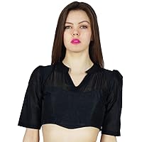 Blouse Dupion and Georgette Crop- Top Choli