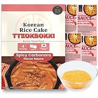 Authentic Korean Street Food Spicy Carbonara Flavor, Great Taste for your Rice Cakes, Stir-Fried, Noodles, Stews and much more! (1.76oz /4 Pack) (Spicy Carbonara)
