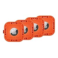 Pelican Protector - Airtag Holder / Case with 3M Adhesive Sticker [4 Pack] Protective Shockproof Cover for Apple Air tag - Hidden Stick On Mount For Bike Wallet Travel TV Remote Car Luggage - Orange