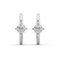 Colorless Moissanite VVS1 Round Cut 0.72TCW Diamond 18K White Gold Solitaire Prong Set Lever Back Hoop Earring Gift For Wife