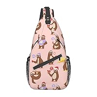 Cross Chest Bag Cute Sloth Printed Crossbody Sling Backpack Casual Travel Bag For Unisex