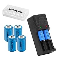 14250 Battery Charger with 4X 300mah 14250 Battery, 4 Pack Lithium Ion 1/2 AA Size Batteries Can Replace 3.6 Volt LS 14250, ER14250, 3v CR14250 Battery for Laser