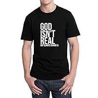 God Isn't Real But Climate is_003217 T-Shirt Birthday for Him 2XL Man Black
