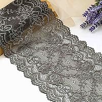 Lace Trim Vintage Lace Ribbon Crochet Cotton Lace Scalloped Edge for Bridal Wedding Decoration Christmas Package DIY Sewing Craft Supply (2 Yard,Dark Gray)