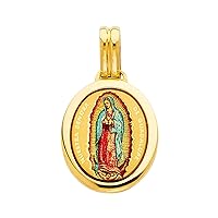 14K Yellow Gold Religious Milagrosa Pendant - Crucifix Charm Polish Finish - Handmade Spiritual Symbol - Gold Stamped Fine Jewelry - Great Gift for Men & Women for Occasions, 22 x 19 mm, 1.8 gms