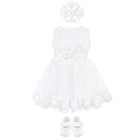 Lilax Baby Girl Newborn Christening Baptism Lace White Dress Gown 4 Piece Deluxe Set