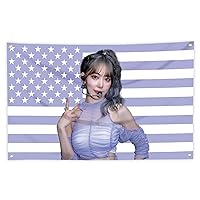 LE SSERAFIM America Flag 3x5FT Sak-ura Purple Tapestry, Funny Flag Kpop Room Merch, Gift for Lesserafim Fearnot K-pop Fan Gift, College Dorm Wall Decor (cc)