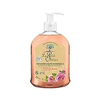 Pure Marseille Liquid Soap - Rose Perfume - Gently Cleanses Skin - Delicately Perfumed - Vegetable Origin Based - 10.1 oz