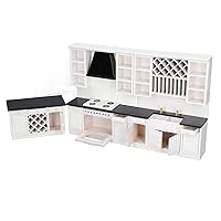 1:12 Scale Dollhouse Kitchen Cabinets, Birch Wood Mini Bar Counter, for DIY Home Décor, Landscape Accents, and Photographic Settings