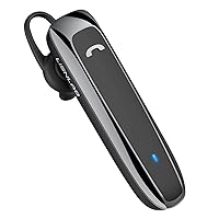 Bluetooth Headset with 28 Hrs Talking Time, V5.2 Wireless Handsfree Earpiece with Mic for Cell Phone, Lightweight IPX5 Waterproof for Driving Office Black