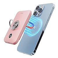 iWALK 6000mAh Magnetic Power Bank: Wireless Portable Charger with Finger Holder, Stronger Magnet Stick Mag-Safe Battery Pack for iPhone Only Compatible with iPhone 15/15 Pro/15 Pro Max/14/13/12 Series