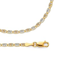 Solid 14k Yellow White Rose Gold Chain Necklace Diamond Cut Star Edge Multi 2 mm 24 inch
