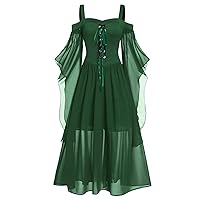 Plus Cold Butterfly Sleeve Lace Shoulder Dress Womne Up Size Halloween Women's Dress