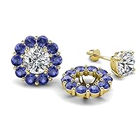 Round Iolite 1.60 ctw Halo Jackets for Stud Earrings in 14K Yellow Gold