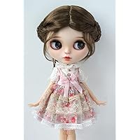 Blythes Doll Accessories JD177 10-11inch Ballet Twins Braid Bowl Synthetic Mohair BJD Wigs (Blend Brown)