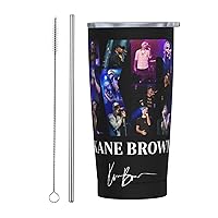 Kane Singer Brown Insulated Travel Tumblers 20 Oz Stainless Steel Tumbler Cup With Lid And Straw Coffee Mug For Car Office Cold Hot Drinks Drinking Bottle