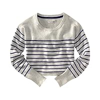 AEROPOSTALE Womens Long Sleeve Opposite Stripe Knit Sweater, Grey, Medium