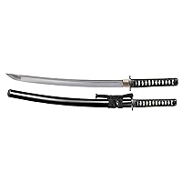 Cold Steel Warrior Series Katana Samurai Sword with Ray Skin Handle, Black Lacquered Wood Scabbard, Black Braid Cord and Brass Menuki, Wakizashi