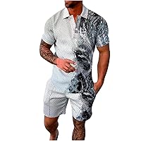 Mens Tracksuit Casual Shorts Set 2 Piece Athletic Suit Sports Tops and Bottom Two Piece Outfits Fashion Sportswear