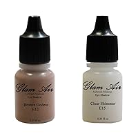 Glam Air set of 2 colors-Bronze Goddess & Clear Shimmer Airbrush Water-based 0.25 Fl. Oz. bottles of eyeshadow