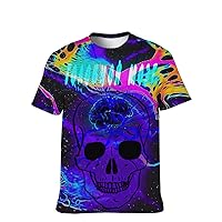 Mens Novelty-Graphic T-Shirt Cool-Tees Funny-Vintage Short-Sleeve Color Skull Hip Hop: Youth Boyfriend Unique Party Gifts