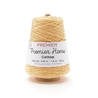Premier Yarns Home Cotton Cone Yarn, Ideal Knitting and Crochet Supplies, Made of Recycled Cotton and Polyester, Yellow, 700 yards
