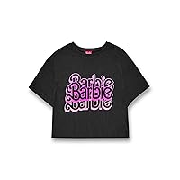 Barbie Cropped T-Shirt for Women | Ladies Fashion Doll Retro Logo Pink Grey OR Black Crop Top