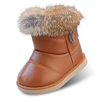 WYSBAOSHU Girl's Winter Snow Boots Warm Outdoor Faux-Fur Flat Shoes(Toddler/Little Kid)