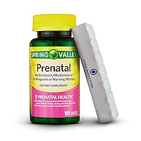 Spring Valley, Prenatal Multivitamin, Multimineral Tablets Dietary Supplement, Prenatals for Women, 100 Count + 7 Day Pill Organizer Included (Pack of 1)