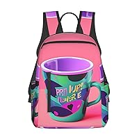 90'S Cup Design Print Simple And Lightweight Leisure Backpack, Men'S And Women'S Fashionable Travel Backpack