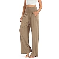 ODODOS Women's Wide Leg Palazzo Lounge Pants with Pockets Light Weight Loose Comfy Casual Pajama Pants-22/28