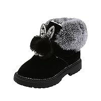 Baby Winter Boots for Toddler Girls Princess Shoes Fashion Hairball Cotton Boots Snow Boots Faux-Fur Warm Boots