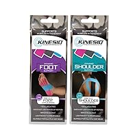 Kinesio Tape - Pre-Cut Foot Support & Shoulder Support Bundle - Optimized Athletic Tape Strips - Single-Use Foot & Shoulder Strips