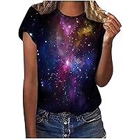 Crewneck T Shirt for Women Cute Graphic Shirts Short Sleeve Summer Tunic Soft Fashion Casual Tops Sexy Blouses
