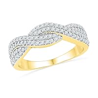 TheDiamond Deal10kt Yellow Gold Womens Round Diamond Crossover Band Ring 1/2 Cttw