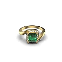 Raw 2 Ctw Square Emerald And Diamond Engagement Ring