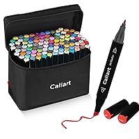 Caliart Alcohol Based Markers, 100 Colors Dual Tip Art Sketch Markers, Aesthetic Cute Preppy Stuff School Supplies, Drawing Pens Permanent Markers for Adult Kids Artist Mothers Day Gift for Mom