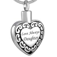 misyou Cremation Urn Necklace Ashes Pendant Keepsake for Ashes Stainless Steel Cremation Heart Jewelry-Love Always dad/mom